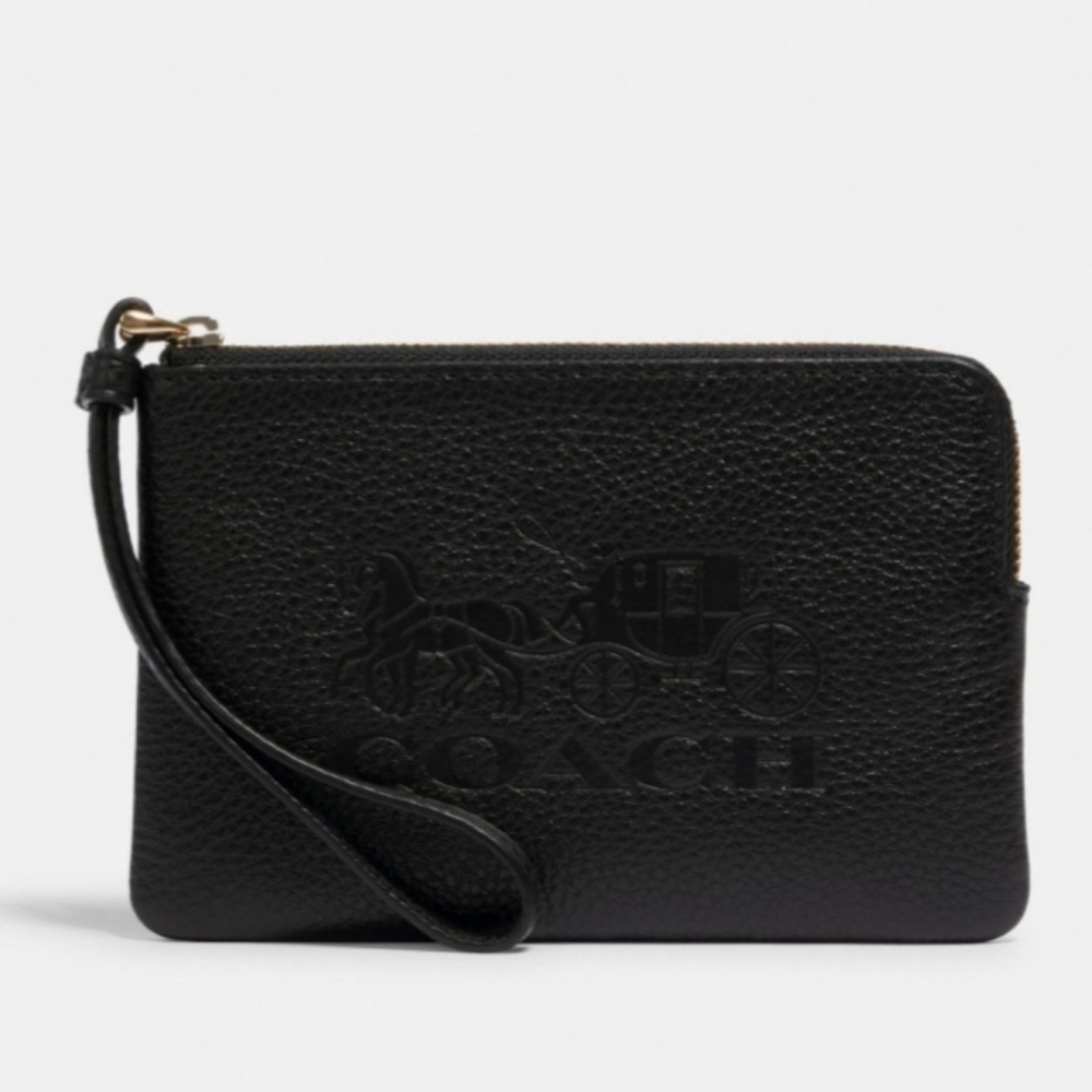 Coach Jes Corner Zip Wristlet w/Horse & Carriage